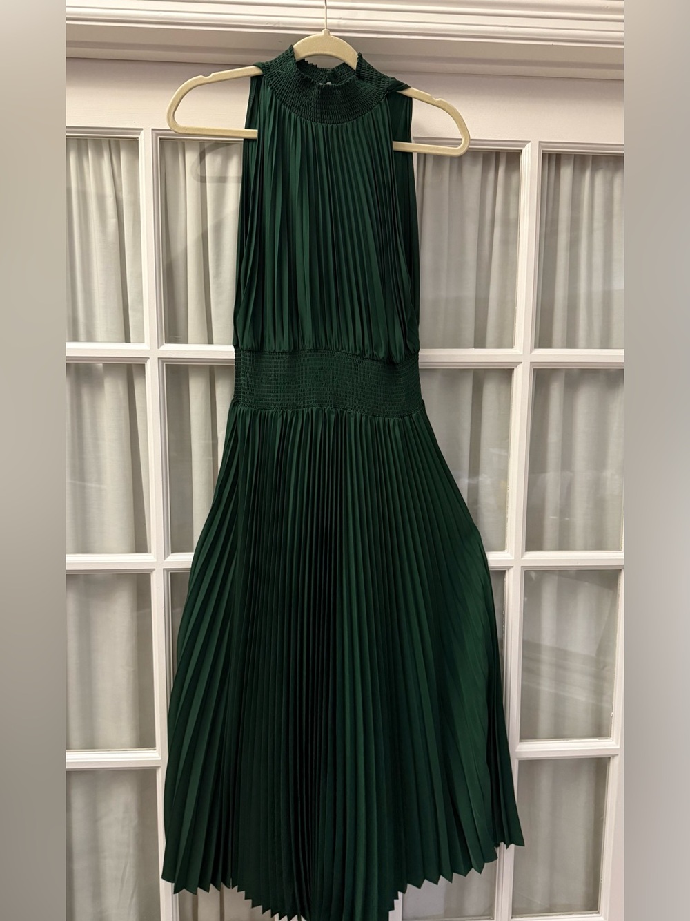 MARINA Deep Green Pleated Maxi Dress